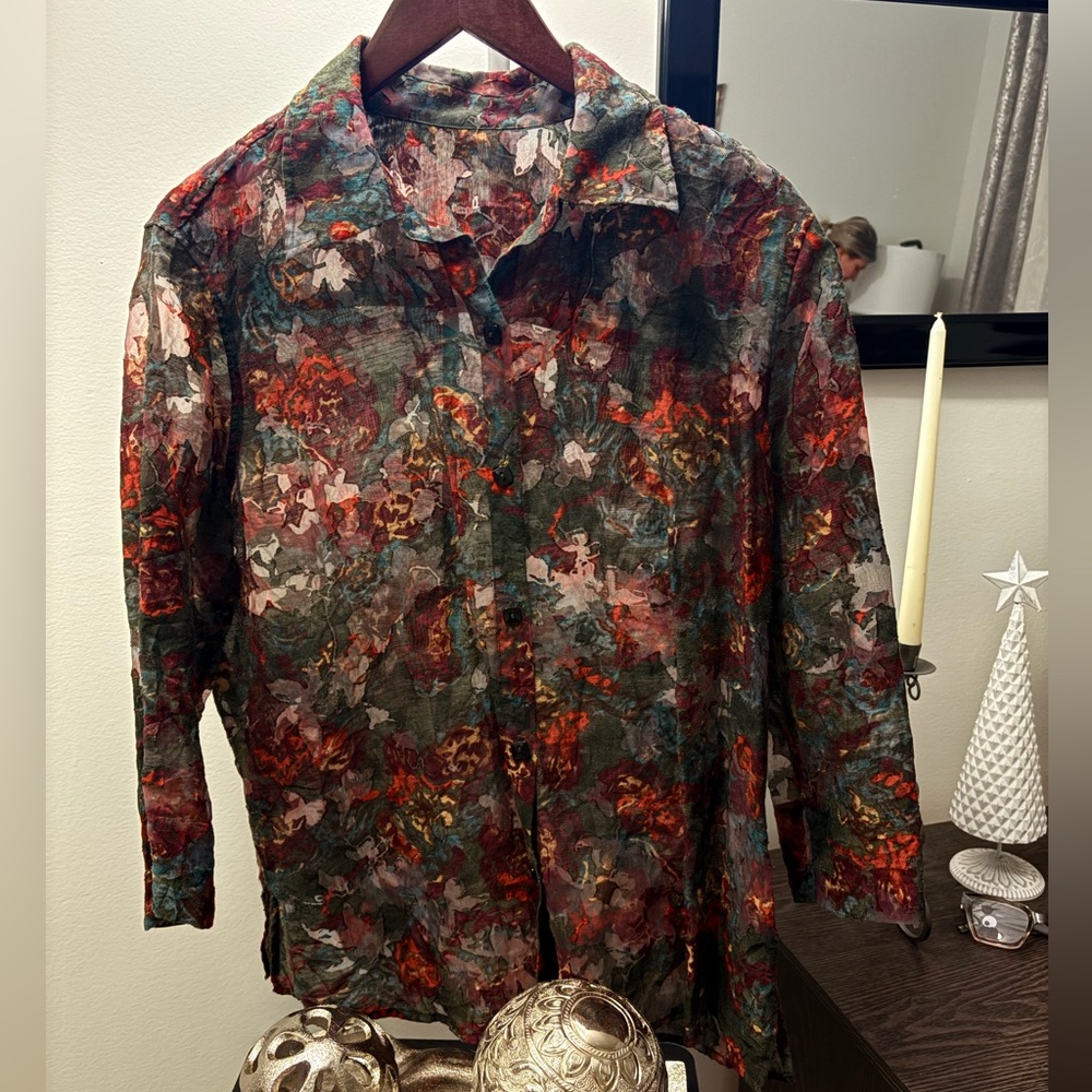 Floral Sheer Blouse - Multicolor